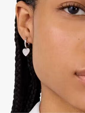 Yours Truly Pave Heart Drop Earrings